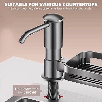 Soap Dispenser for Kitchen Sink, Built in Soap Dispenser Pump with Sponge Holder
