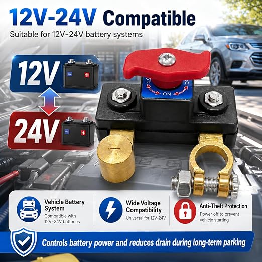 Car Battery Disconnect Switch - Universal Battery Disconnect Switch & Leak Protector