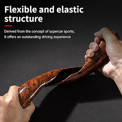 3pcs Universal Car Wood Grain Steering Wheel Cover for D-Shaped and Round Steering Wheel of 37-38cm (14.5-15 inches)