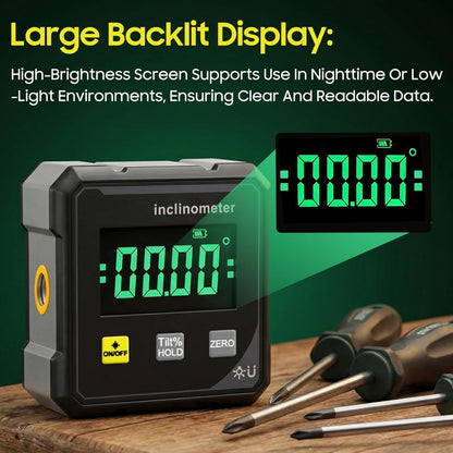 Digital Laser Angle Finder Protractor Tool, 4×90° High Accuracy Measuring Tool