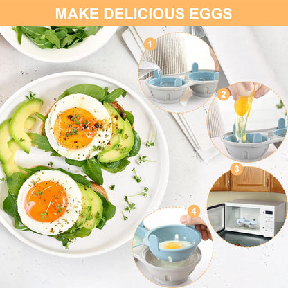 Microwave Egg Poacher, Microwave Egg Cooker for 2 Eggs