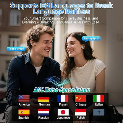 Wireless Bluetooth 5.4 Earbuds with ANC,AI Translation Earbuds Real Time,Headphones with Microphone