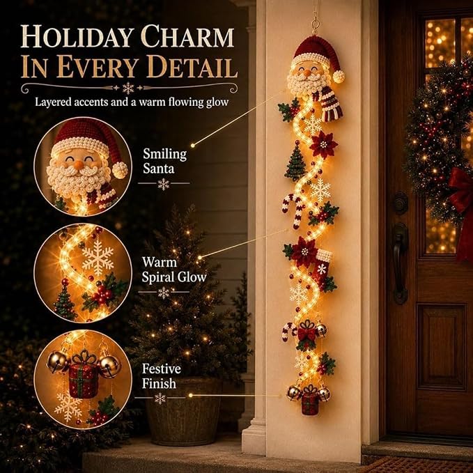Light‑Up Glowing Christmas Door Hanger - Festive Home Decor