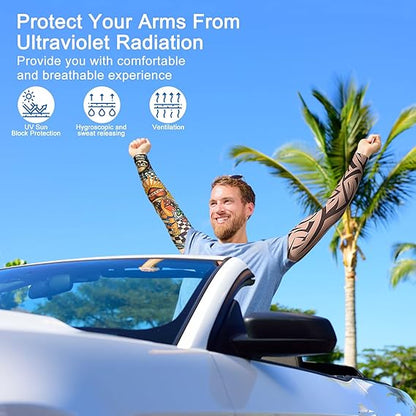 4Pcs Cooling Sun Protection Tattoo Sleeves for Men Women,UltraRealistic,UltraThin Breathable
