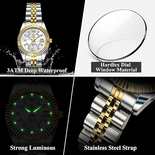 Luxury Watch for Woman Luminous Waterproof Date Stainless Steel Diamond Ladies Watch