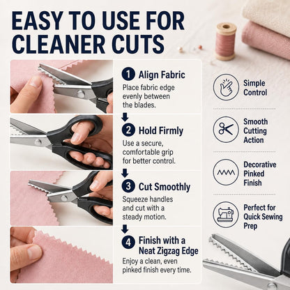 Stainless Steel Zig Zag Scissors - Pinking Shears for Fabric Cutting DIY
