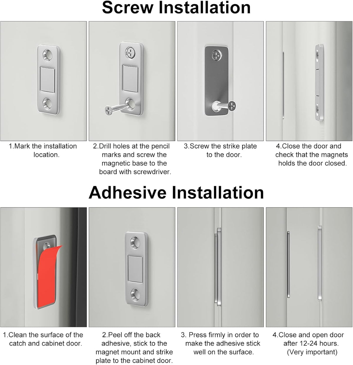 10 Counts Cabinet Magnetic Catch without Punching, Versatile for Cabinets, Drawers & Windows