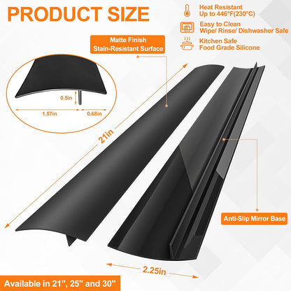 2 Pack Silicone Stove Gap Covers,Heat Resistant Oven Gap Filler Seals Gaps