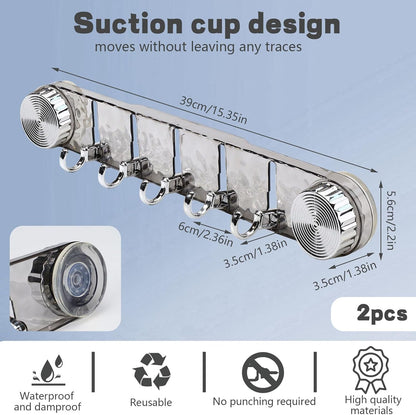 2 Pcs Strong Suction Cup Hooks, 5 Folding No Drill Removable