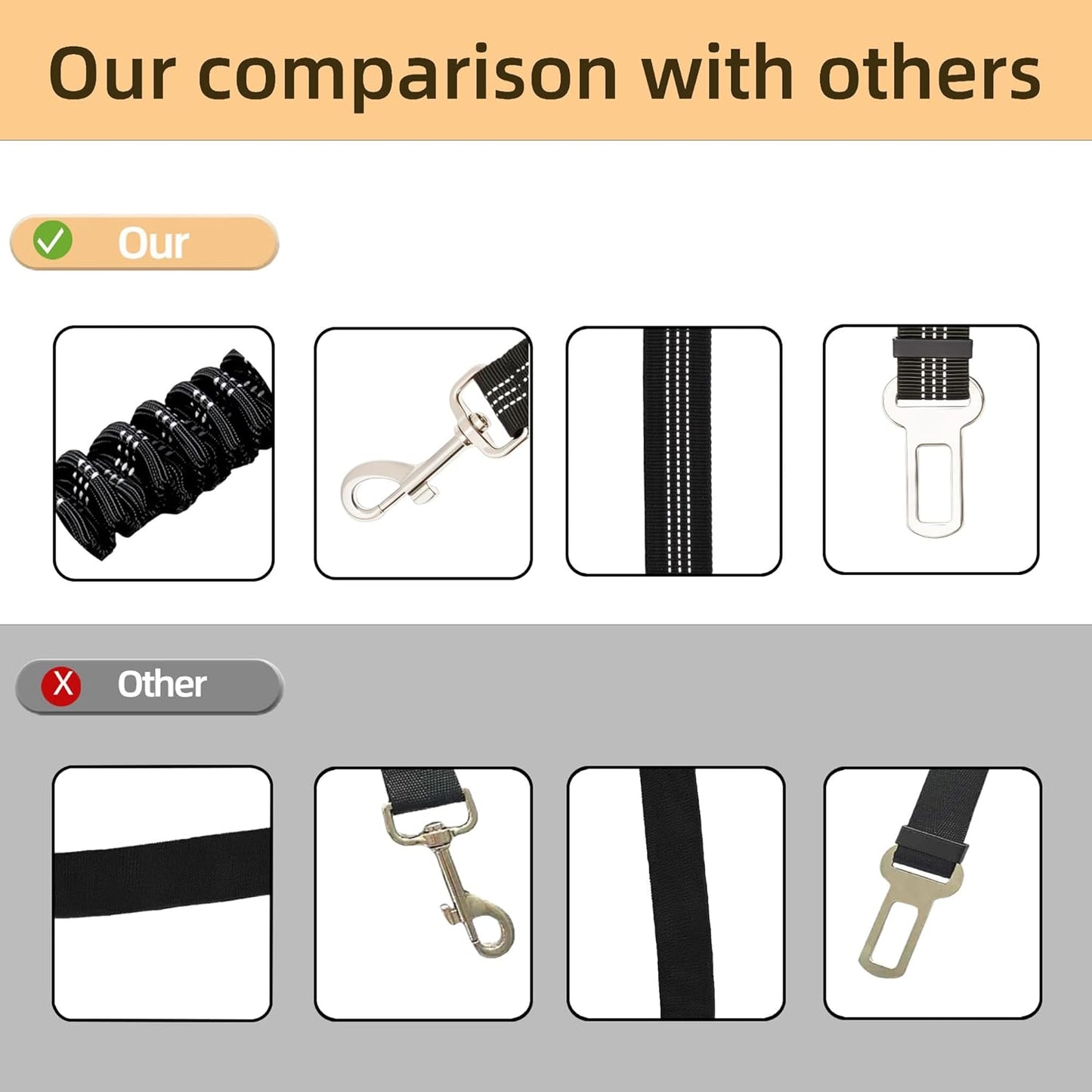 2Pcs 3 in 1 Pet Car Seatbelt Leash Removable Dog Seat Belt Harness for Car Adjustable Reflective Dog Seatbelt Tether