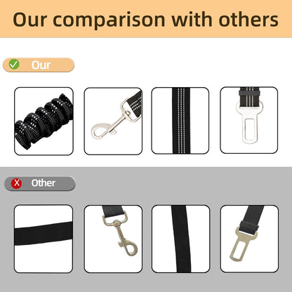 2Pcs 3 in 1 Pet Car Seatbelt Leash Removable Dog Seat Belt Harness for Car Adjustable Reflective Dog Seatbelt Tether