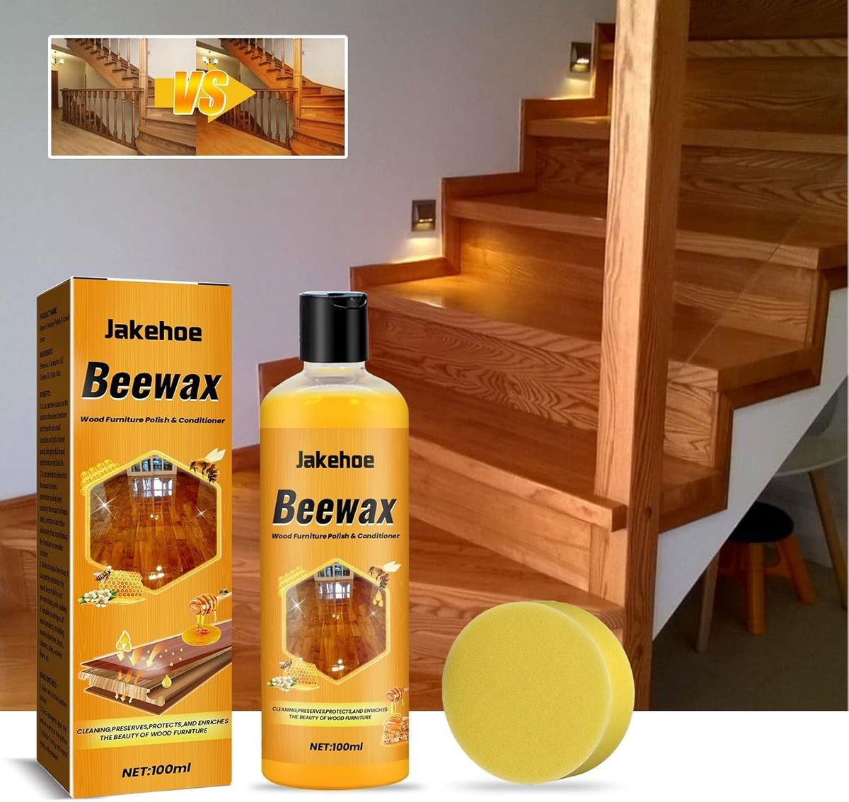Beeswax Wood Furniture Polish & Conditioner, Natural Oil for Furniture Care