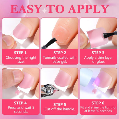 150pc White French Tips Press on Toenails Women Fake Toenail Kit