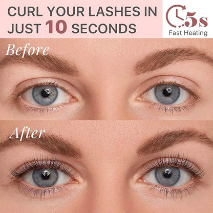 Heated Eyelash Curler - Portable Electric Tool | 3 Temp Control Silicone Pad