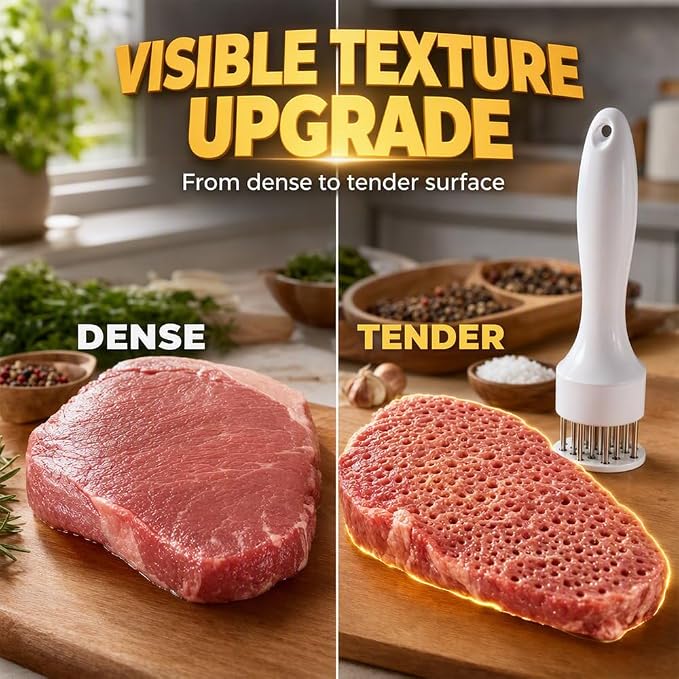 Meat Tenderizer Tool, 16-Needle Stainless Steel Meat Injector, Steak