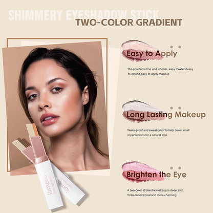 6 Pcs Shimmery Eyeshadow Stick Two Color Eye Glitter Shadow Pencils with Waterproof and Retractable
