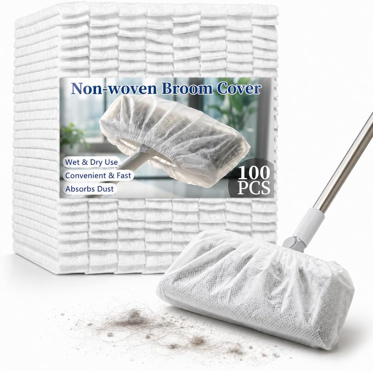 100pcs Broom Cloth Covers Multi-Purpose Microfiber Floor Towel