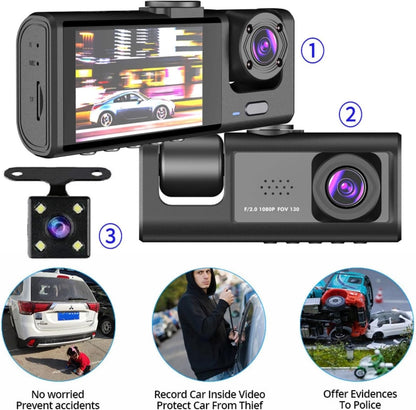 Rechargeable Dual Dash Camera for Cars with Touch Screen, Backup Camera, Charger