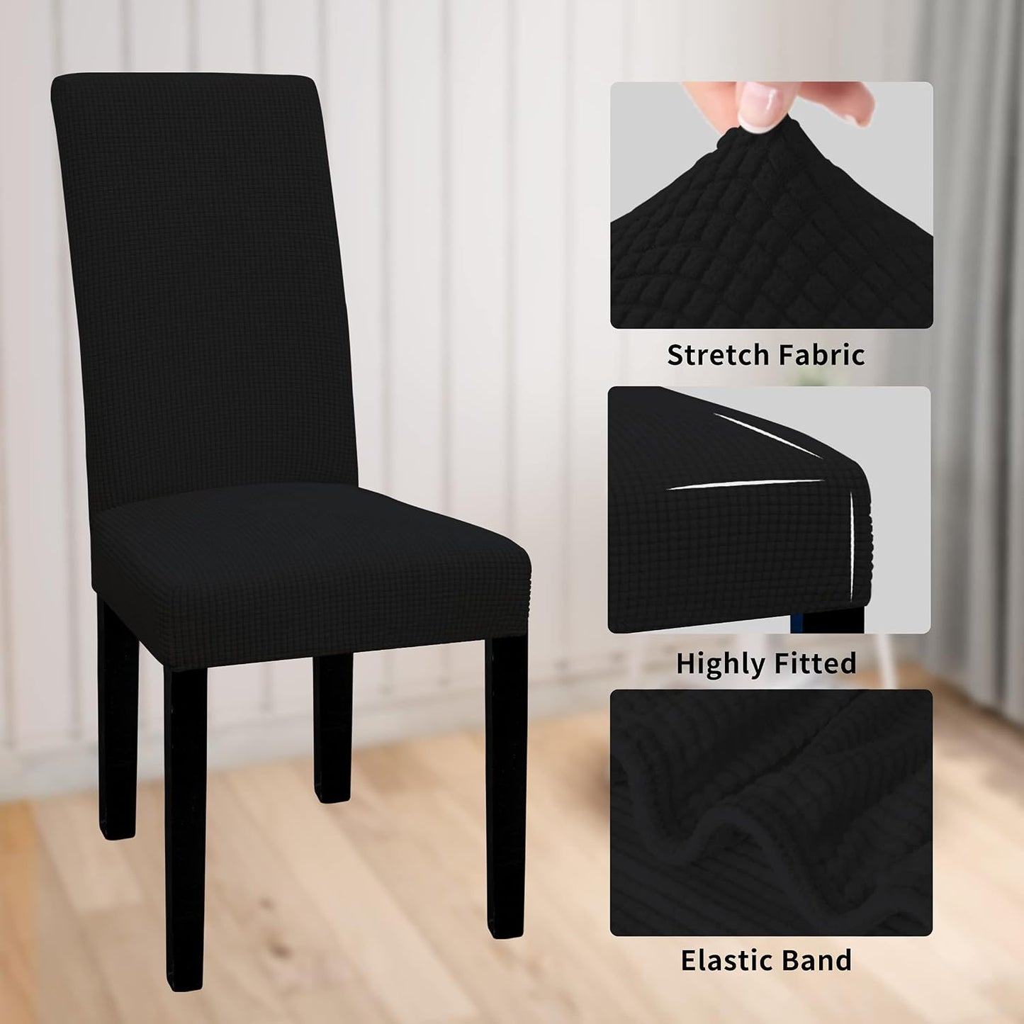 100% Waterproof Dining Room Chair Cover , Stretch Jacquard Parson Chair Slipcover