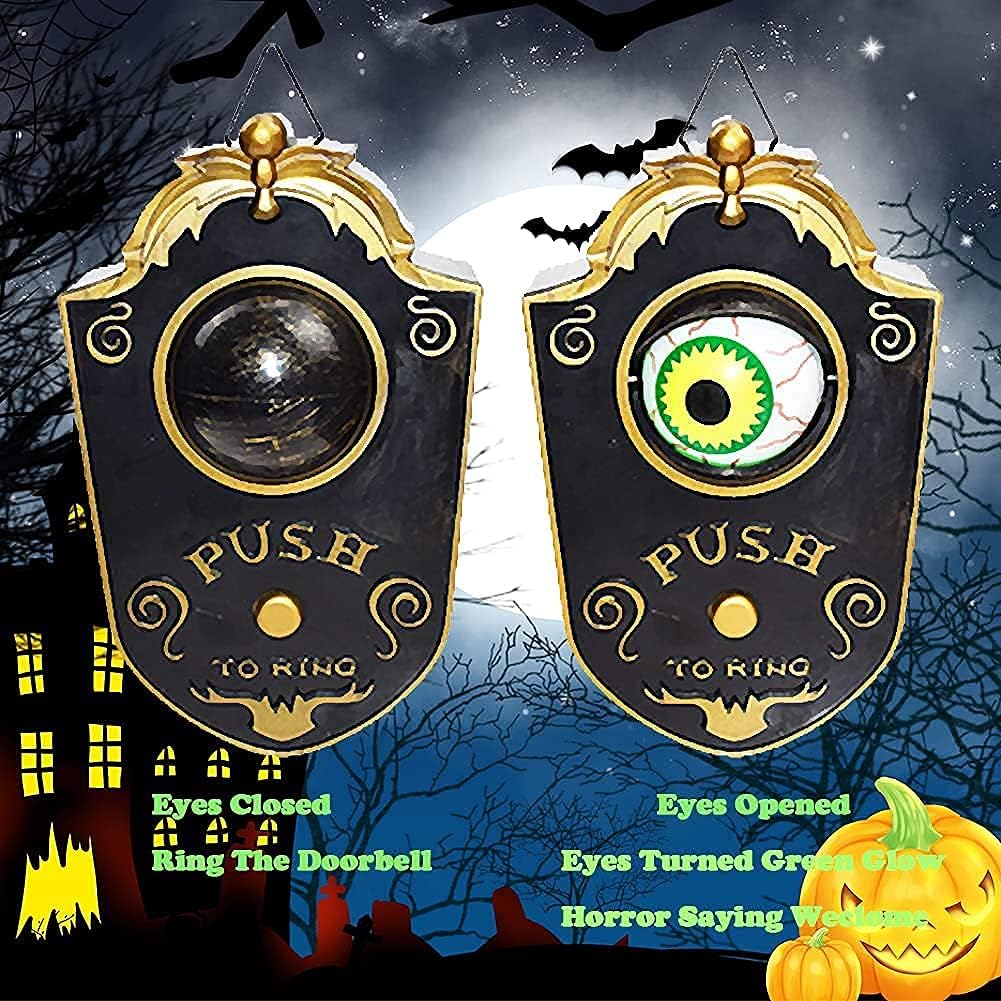 Halloween Doorbell, Haunted Doorbell Animated Eyeball with Spooky Sounds
