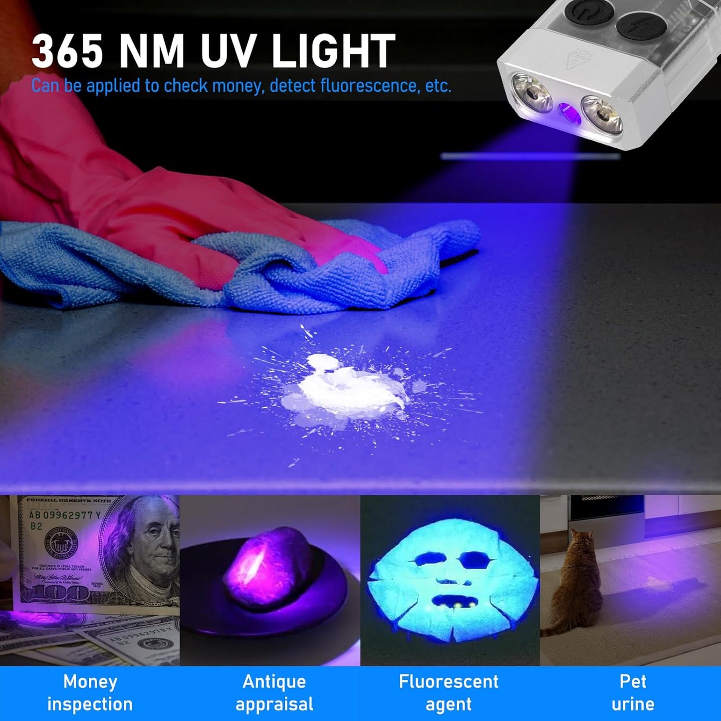 LED Emergency Flashlight with 13 Light Mode, EDC Flashlight COB Work Light