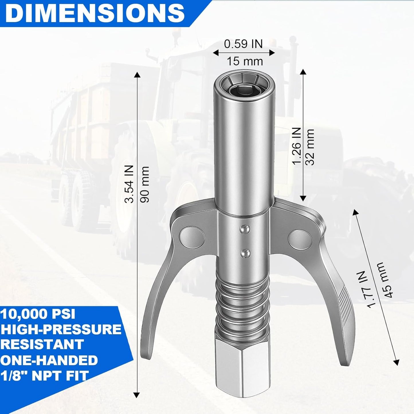 Quick Lock Double Handles Grease Gun Tip with 6 Thickened Claws, Compatible with All Grease Guns