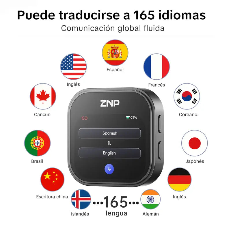 ZNP Z05 Portable Wireless AI Language Translator Pen - Spanish & English Practice Companion, 165-Language Support