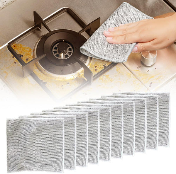 10Pcs Multipurpose Wire Dish Rags, Premium Scrubbing Non-Scratch Wire Dishcloths for Dishes