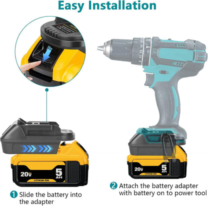 DM18M Converter Battery Adapter for Dewalt 20V & Milwaukee M18 18V Battery