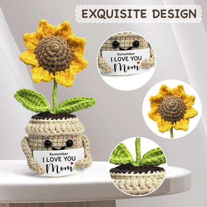 Mom Gifts Remember I Love You MOM, Handmade Crochet Cute Small Sunflower Gifts