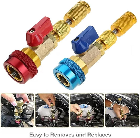 Valve Core Quick Remover Installer Kit for R134A R12, Adjustable High/Low Pressure Coupler