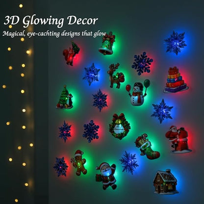 Christmas 3D Glowing Wall Decals, Christmas Wall Decals, Glow in The Dark Walldecals