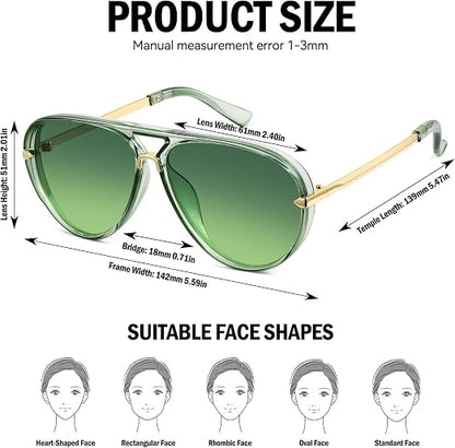 Retro Aviator Sunglasses for Women,Oversized Sun Glasses 2026 Show Style