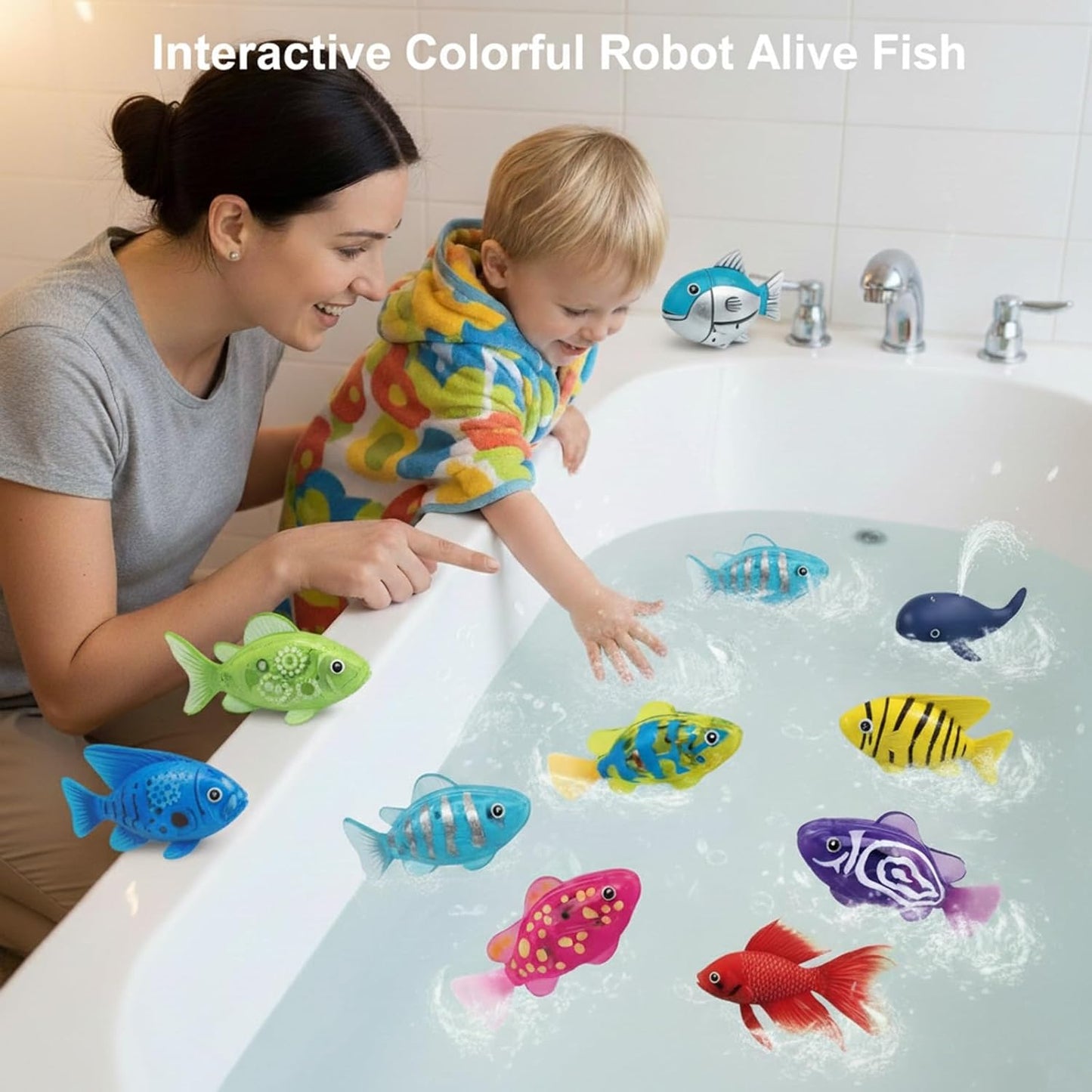 LED Swimming Robotic Fish Set — Interactive Light-Up Robotic Fish Toy, Suitable for Bathtubs and Pools