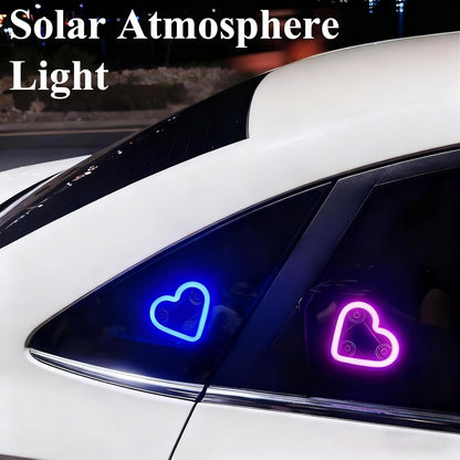 2PCS Solar Powered LED Heart Shape C-Pillar Neon Light Wireless