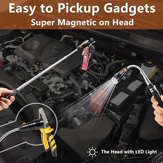 Portable Telescopic Flexible Extensible Led Flashlights Torch Magnetic Head Pick Up Tool