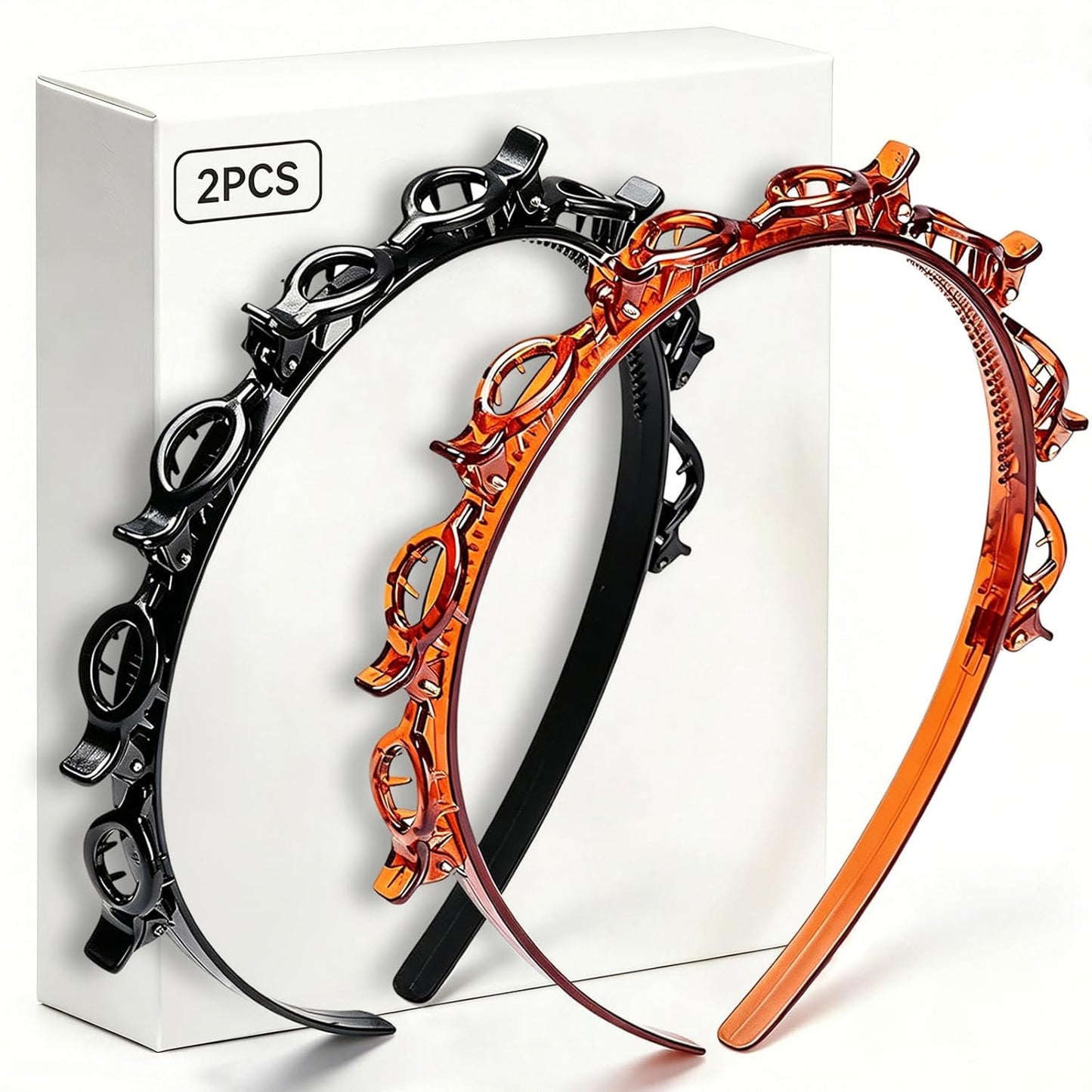 2Pcs Hairpin Headband with Clips, 5.2in * 4.5 in Hair Accessories
