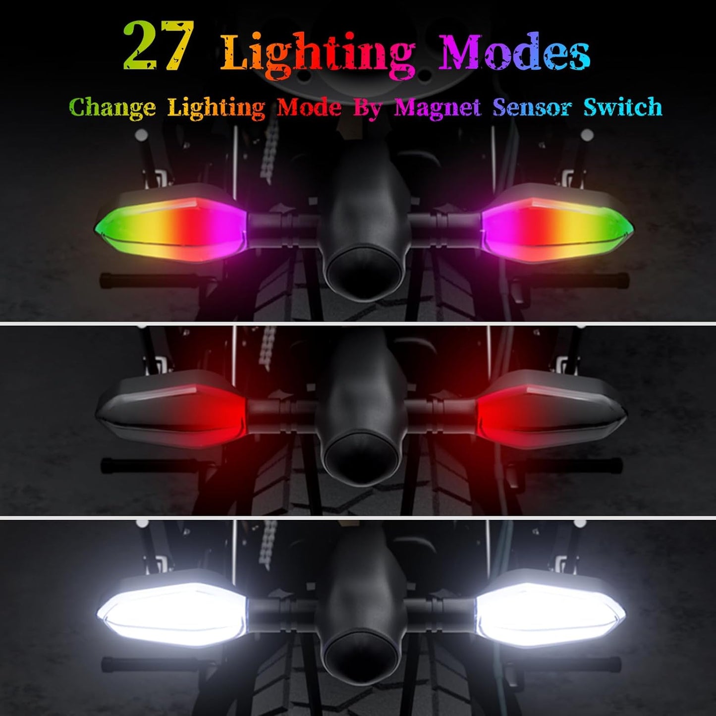 2PCS LED Motorcycle Turn Signals Projector Blinkers with Projection Arrow, Front Rear Turn Signal Lights for Motorcycles Indicators
