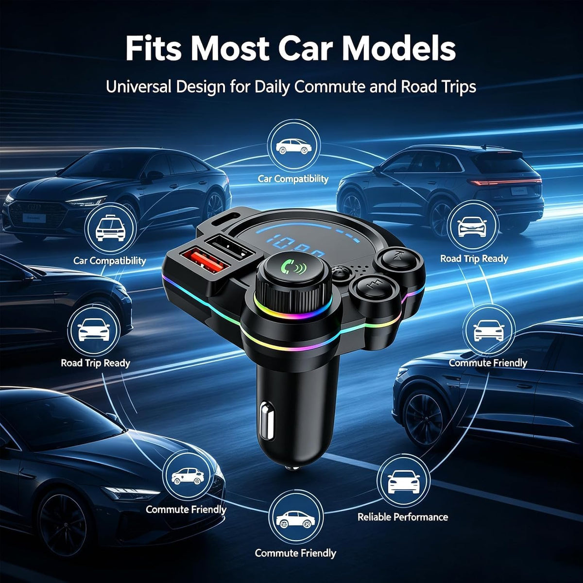 PD 30W Type-C Car Charger with Bluetooth,Car Charger with Bluetooth for Superior Audio and Hands Free Calling