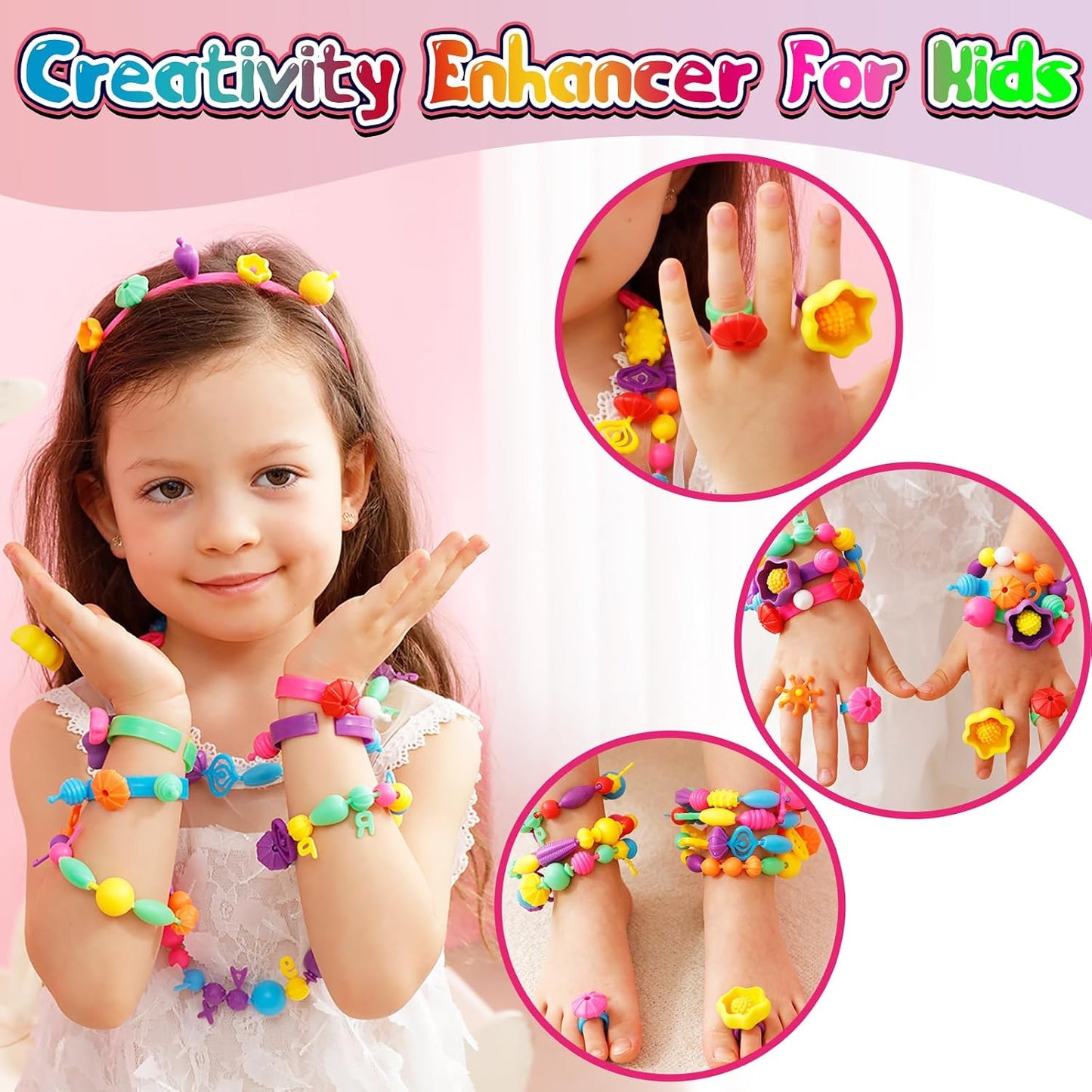 183Pcs Pop Beads, Jewelry Making Kits for Toddlers, Arts and Crafts Supplies for Kids Ages 4-8