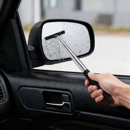 2PCS Black Retractable Car Rearview Mirror Wiper Long Handle Portable