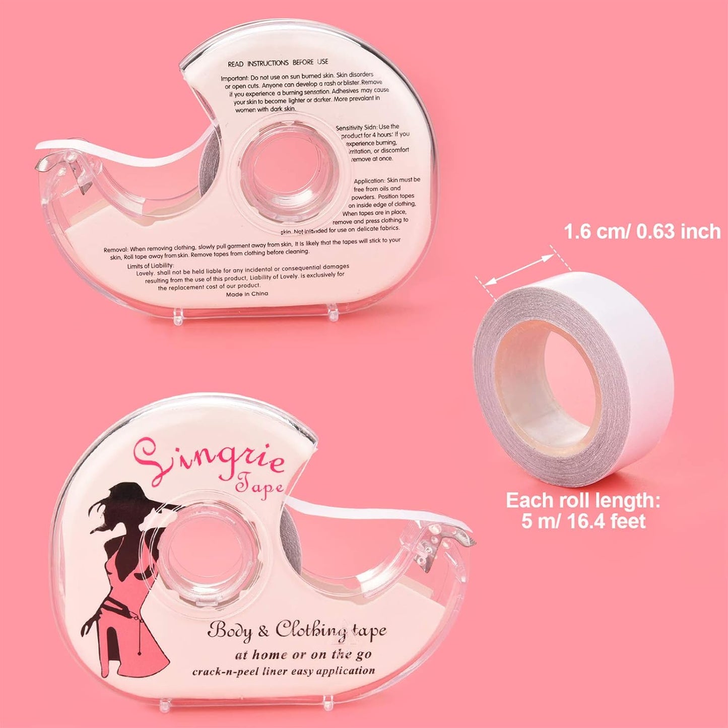 Double Sided Clothing Tape with Dispenser 82 Feet