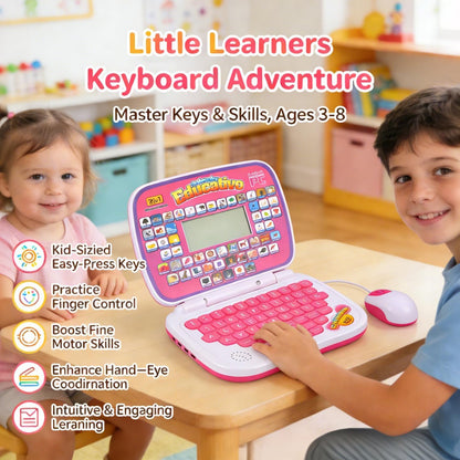 Bilingual Kids Laptop with English&Spanish, Interactive Music Function Rereading Keyboard Educationa