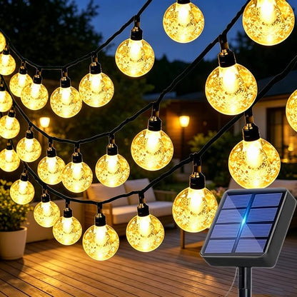 Solar String Lights Outdoor, 16.4ft 20 LED Warm White Globe String Lights with 8 Modes