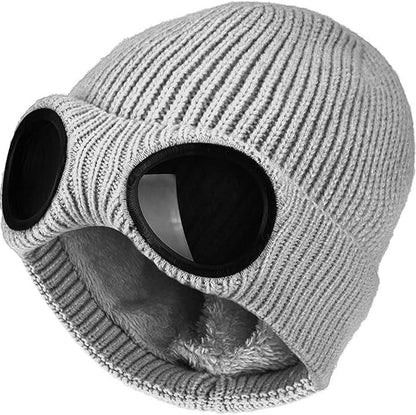 Unisex Goggle Neutral Fit Cozy Beanie Hat - Warm High-Quality Knit Fabric