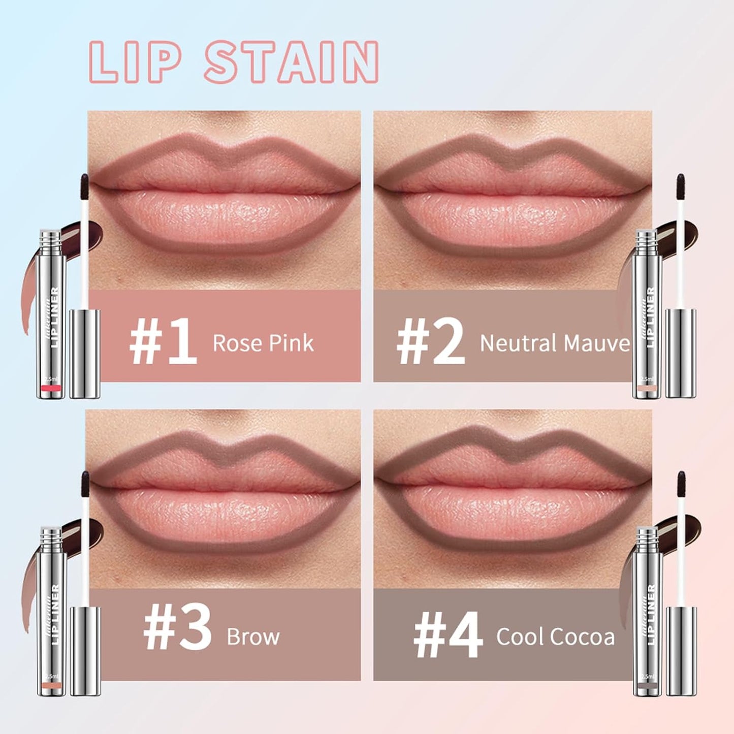 4 PCS/set Peel Off Matte Lip Liner, Transfer-proof Lip Stain