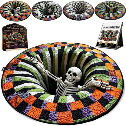 3D Halloween Rug, Novelty Ghost Skeleton 3D Optical Illusion Rugs