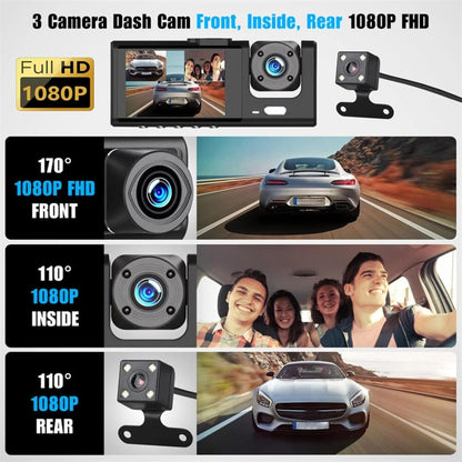 Rechargeable Dual Dash Camera for Cars with Touch Screen, Backup Camera, Charger