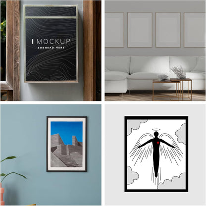 5Pcs Self Adhesive Magnetic Poster Frame Wall Sign Holder, 8.5"x11" Magnetic Picture Frame