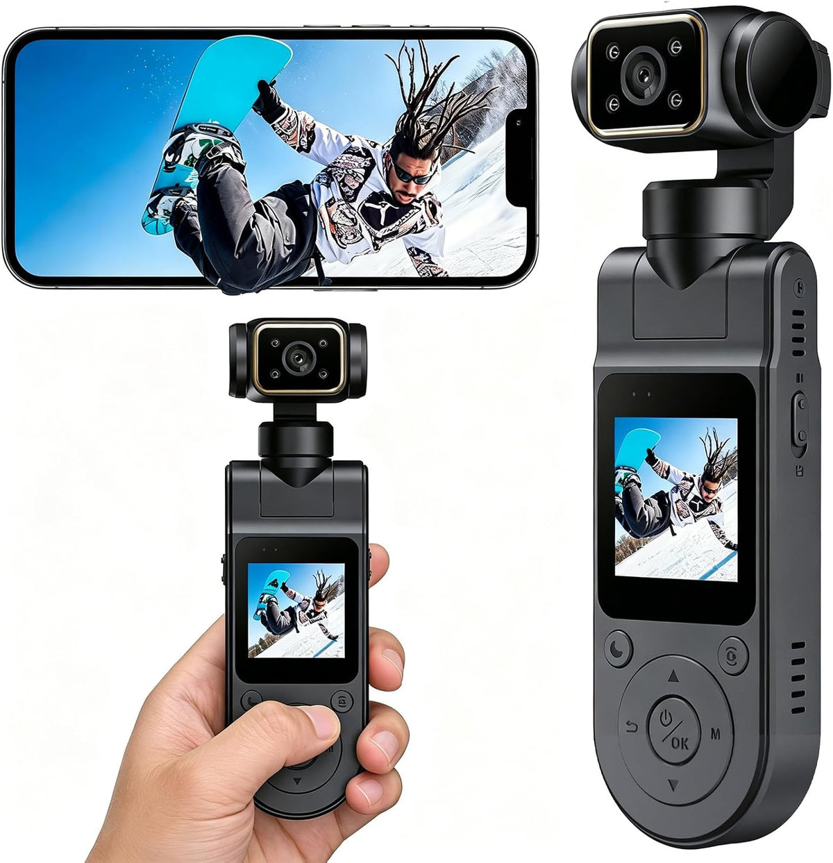 1080P Vlogging Camera, Portable Pocket Action Camera, WiFi Mini Body Cam